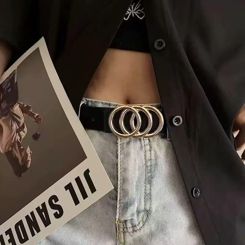 Three-Piece Women'S Adjustable Belt Set with Alloy Buckle, Suitable for Pairing with Jeans and Dresses. Perfect for Accessorizing Halloween and Autumn-Winter Outfits, Fashion Accessory, Trendy Belt, Leather Belt,Beltsmen,Off White Industrial Belt