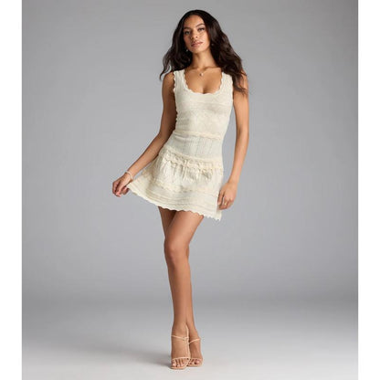 Cute Direction Pointelle Skater Mini Dress