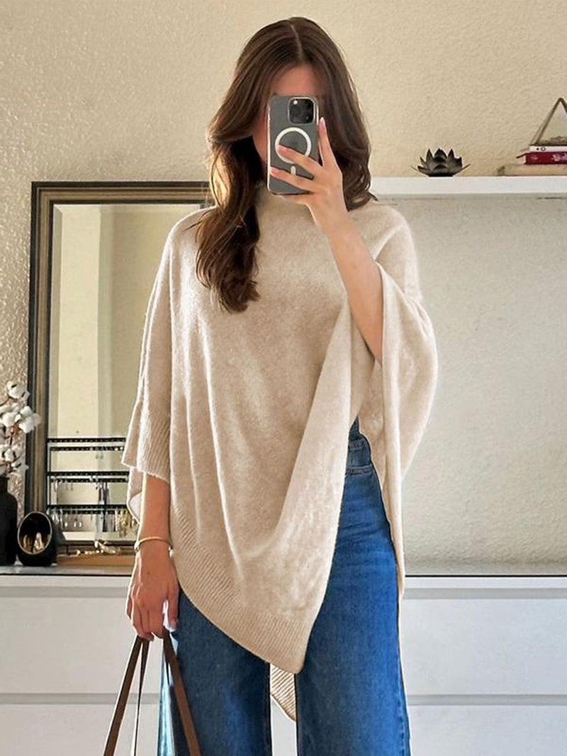 Women'S Plain Loose Elegant Fashion Sweater Shawl, Fall & Winter Moderate Fabric Knit Wrap, Stylish Versatile Accessory for Ladies