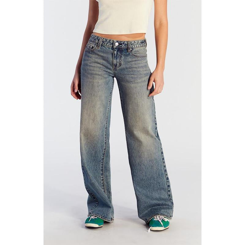 Pacsun Women'S Casey Low Rise Baggy Jeans Medium Indigo Tinted