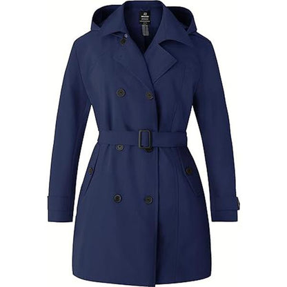Fallfreshness Women'S plus Size Double-Breasted Trench Coat Waterproof Classic Lapel Overcoat Stylish Pea Coat with Belt