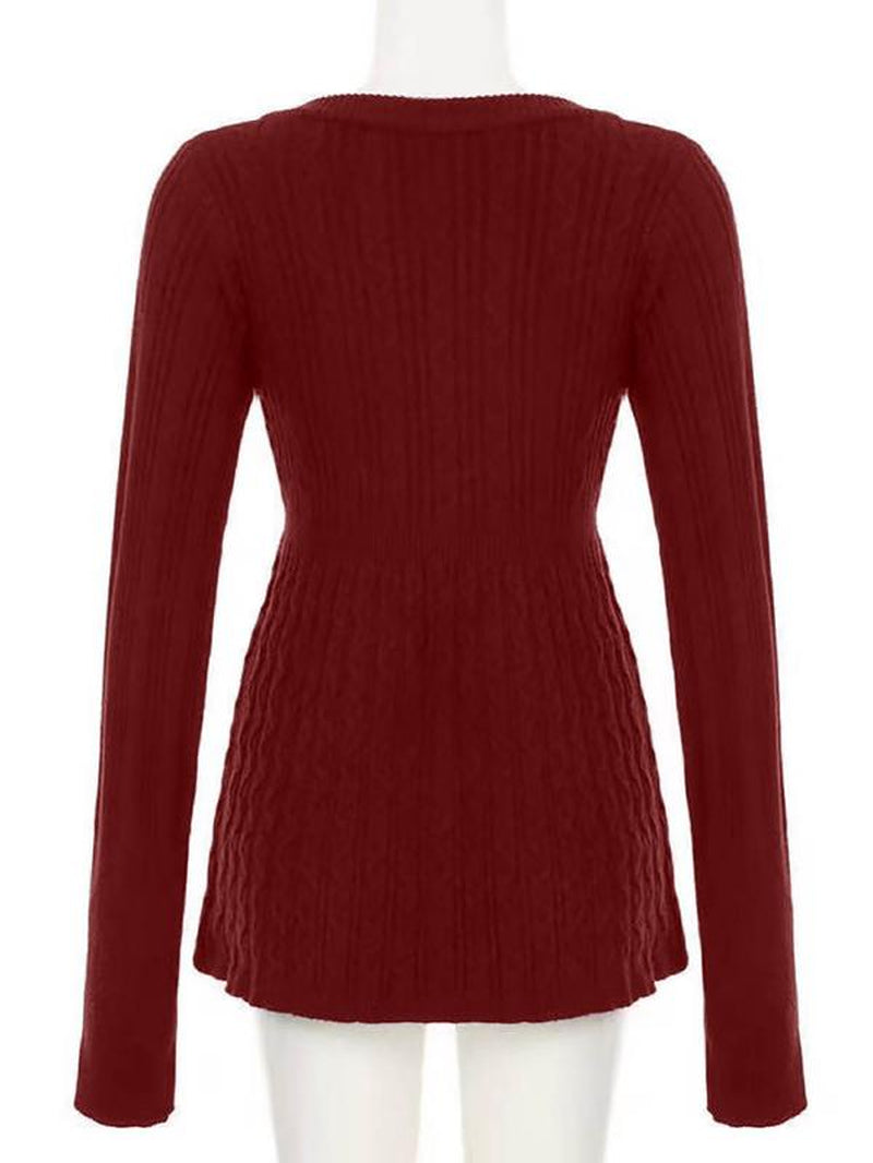 Y2K Vintage Warm Sweater Women Pastel Goth Soft Sweet Cute Long Sleeve V-Neck High Waist Knitted Pullover Female