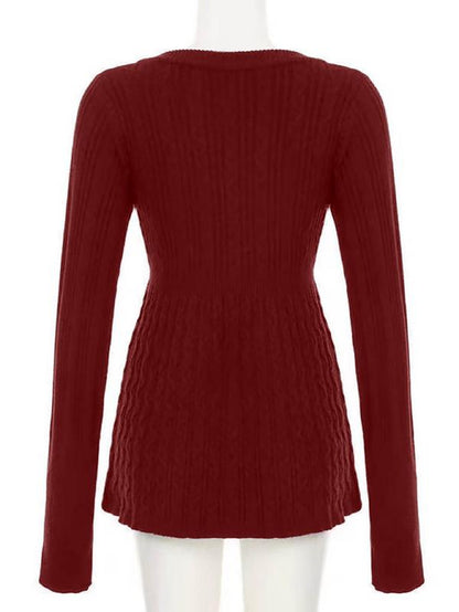 Y2K Vintage Warm Sweater Women Pastel Goth Soft Sweet Cute Long Sleeve V-Neck High Waist Knitted Pullover Female