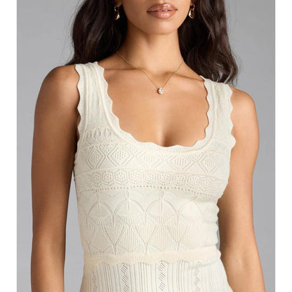 Cute Direction Pointelle Skater Mini Dress