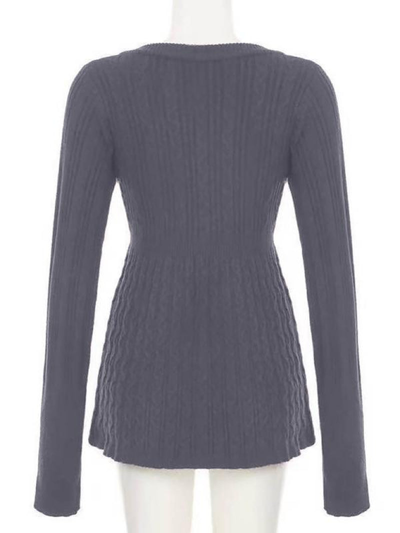 Y2K Vintage Warm Sweater Women Pastel Goth Soft Sweet Cute Long Sleeve V-Neck High Waist Knitted Pullover Female