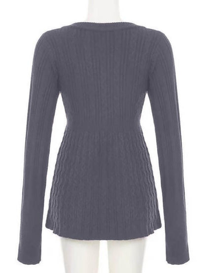 Y2K Vintage Warm Sweater Women Pastel Goth Soft Sweet Cute Long Sleeve V-Neck High Waist Knitted Pullover Female