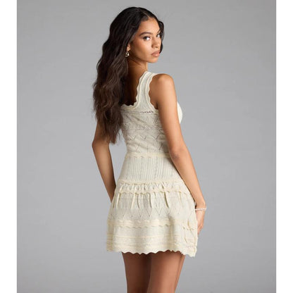 Cute Direction Pointelle Skater Mini Dress