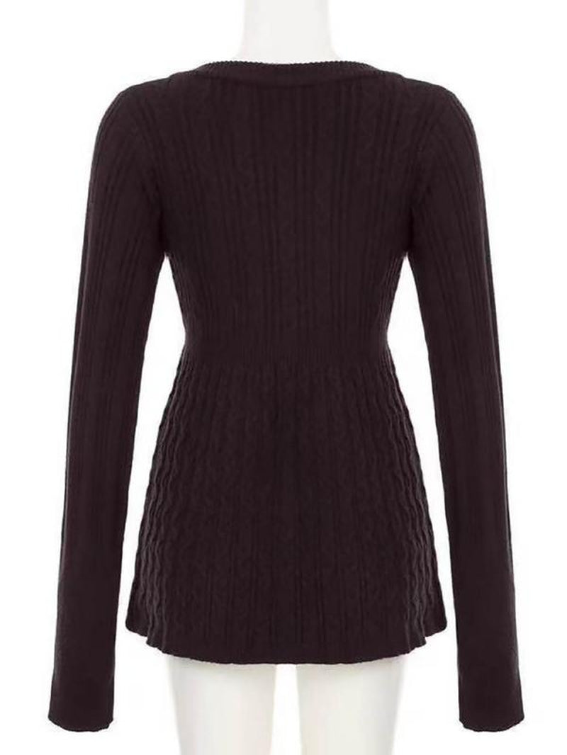 Y2K Vintage Warm Sweater Women Pastel Goth Soft Sweet Cute Long Sleeve V-Neck High Waist Knitted Pullover Female