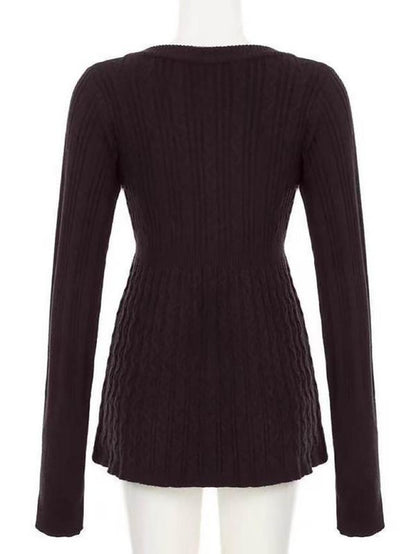 Y2K Vintage Warm Sweater Women Pastel Goth Soft Sweet Cute Long Sleeve V-Neck High Waist Knitted Pullover Female